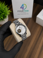 RETIME Men’s Silver Stainless Steel Open Heart Quartz Watch