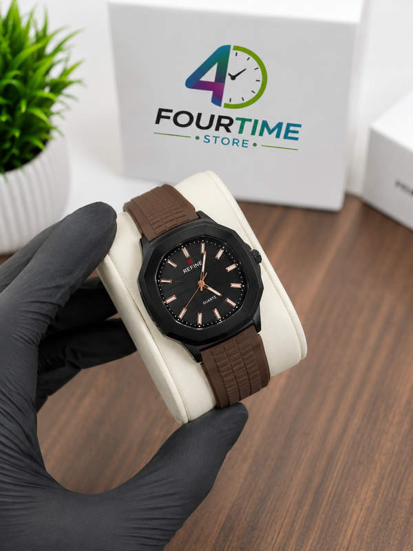 REFINE Men’s Black & Brown Classic Quartz Watch
