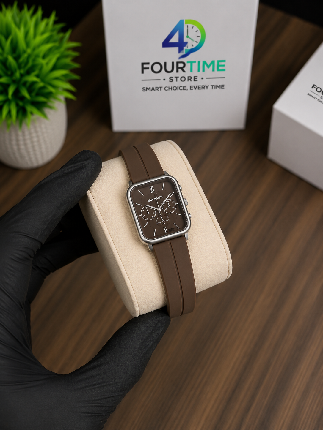 SKMEI Brown Square Chronograph Style Quartz Watch