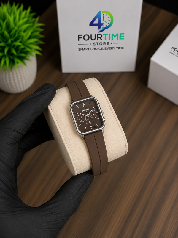 SKMEI Brown Square Chronograph Style Quartz Watch